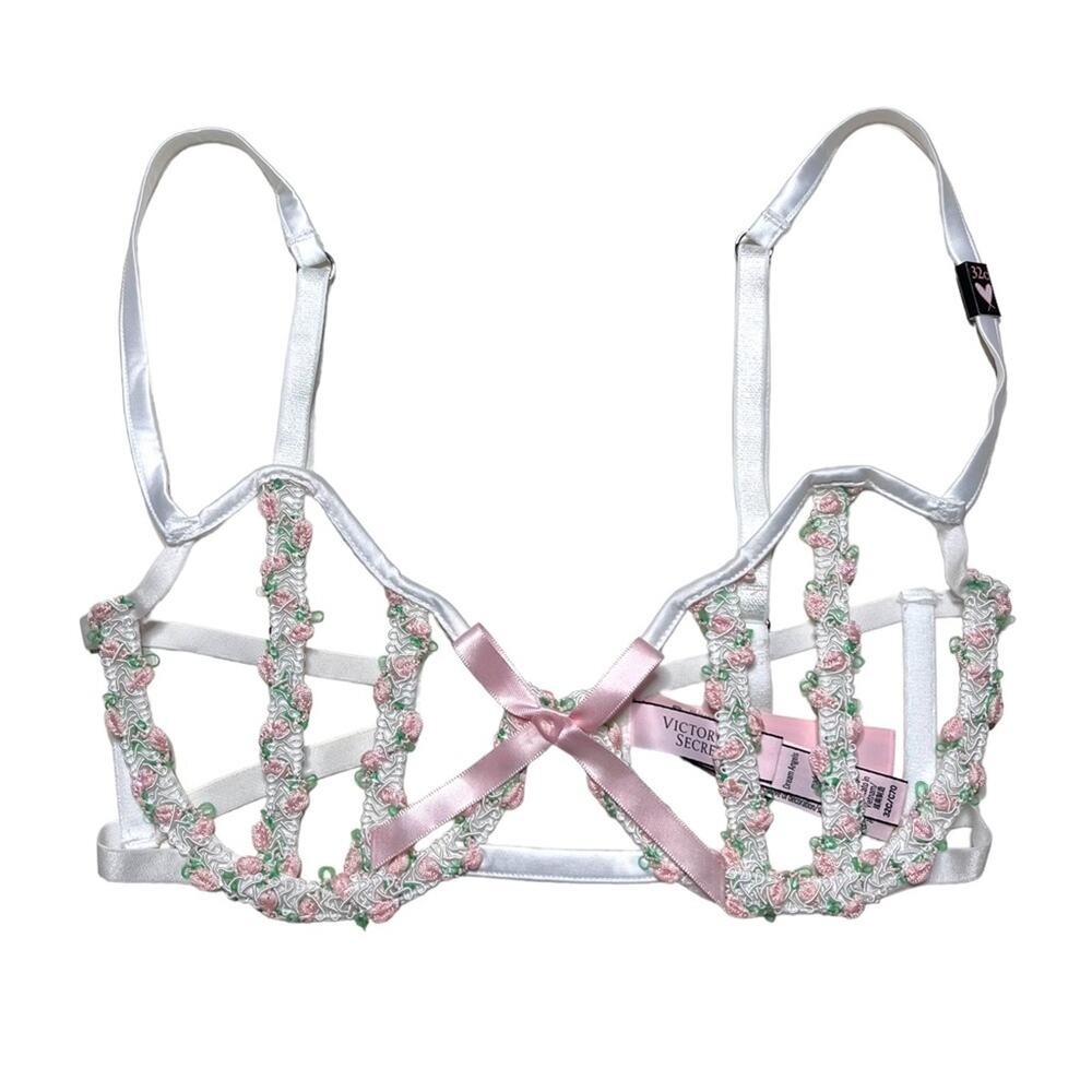 Victoria’s Secret Dream Angels Secret Garden Open Cup Caged Balconette Bra 32C